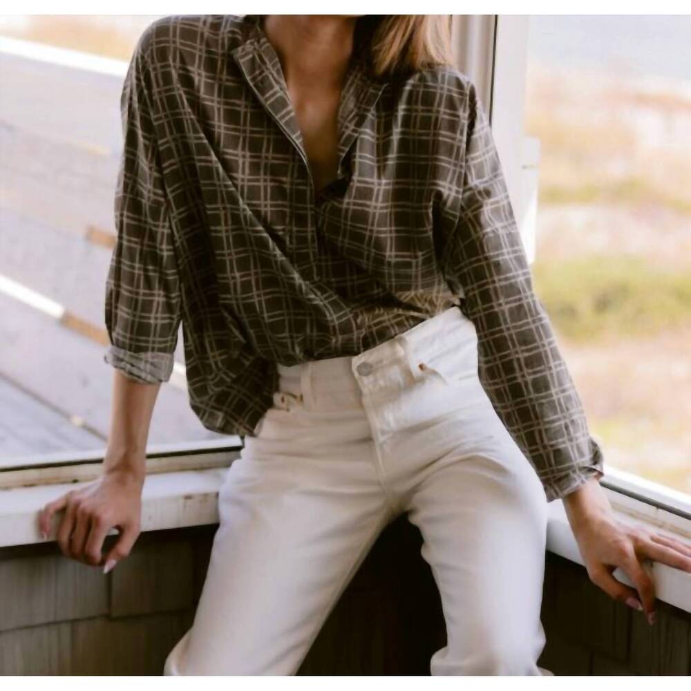 NEW BECASA sunset button down shirt in sawgrass check